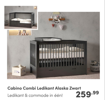 Aanbieding: Cabino Combi Ledikant Alaska Zwart