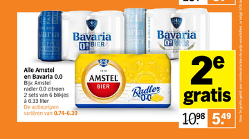 Aanbieding: Amstel en Bavaria 0.0 Radler citroen