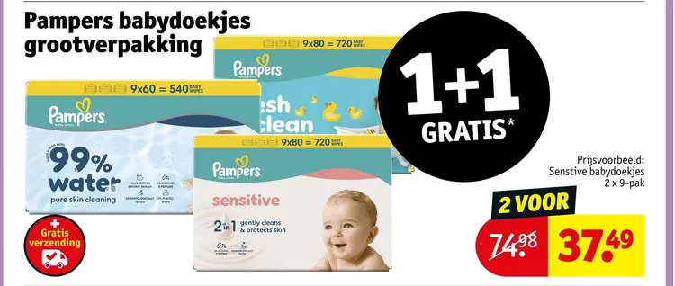Aanbieding: Pampers babydoekjes grootverpakking