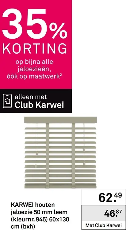 Aanbieding: Houten jaloezie 50 mm leem