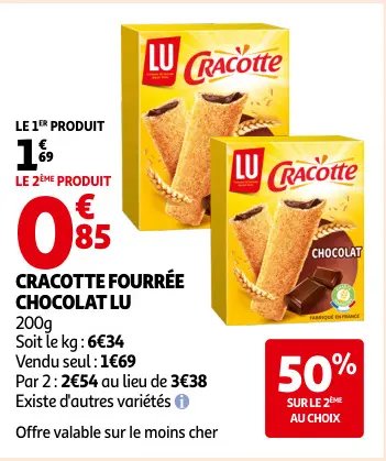 Offre: Cracotte fourrée chocolat