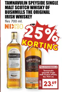 Aanbieding: Tamnavulin speyside single malt scotch whisky of Bushmills The Original Irish Whiskey