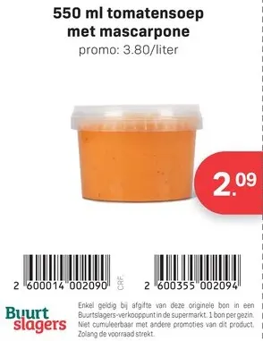 Promotie: Tomatensoep met mascarpone