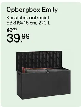 Aanbieding: Keter Emily Opbergbox - 118x45x57 cm - 270L - Grafiet