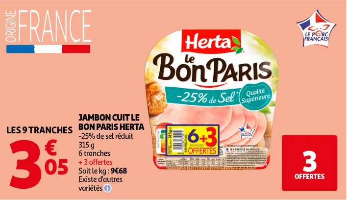 Offre: Jambon cuit le bon paris