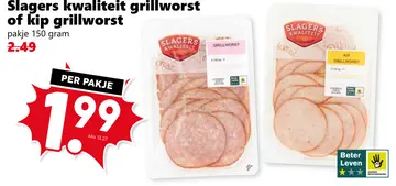 Aanbieding: Slagers kwaliteit grillworst of kip grillworst