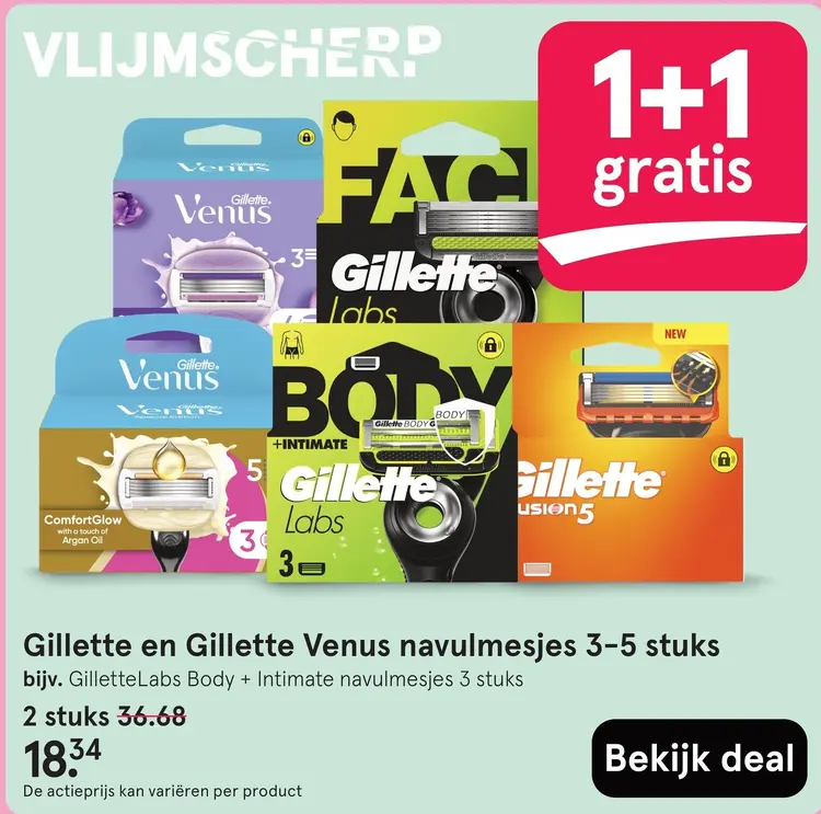 Aanbieding: Gillette en Gillette Venus navulmesjes