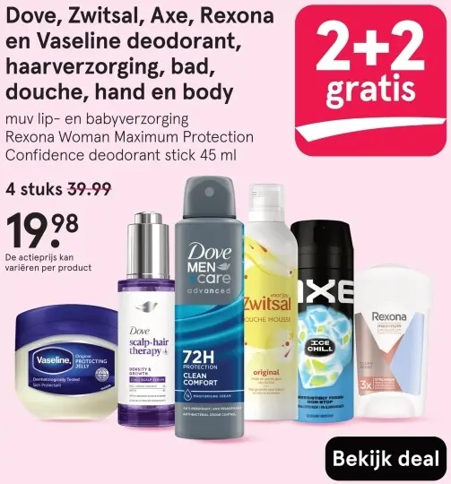Aanbieding: Deodorant, haarverzorging, bad, douche, hand en body
