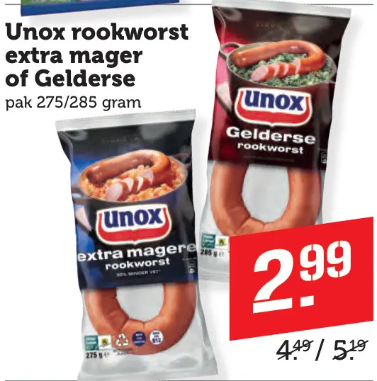Aanbieding: Rookworst extra mager of Gelderse