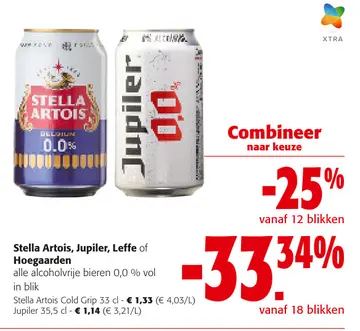Aanbieding: Stella Artois, Jupiler, Leffe of Hoegaarden