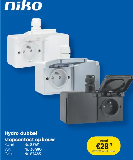 Promotie: Hydro dubbel stopcontact opbouw