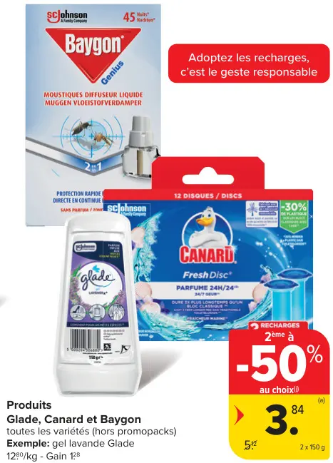 Offre: Produits Glade, Canard et Baygon