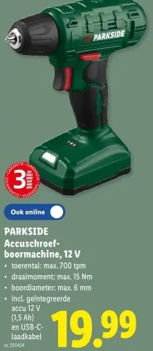 Promotie: Accuschroef-boormachine, 12 V