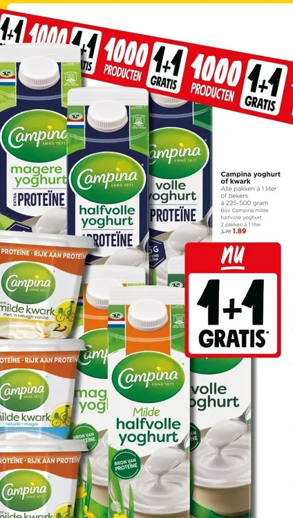 Aanbieding: Campina yoghurt of kwark