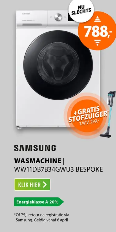 Aanbieding: Samsung BESPOKE SuperSpeed 7000-serie WW11DB7B34GW