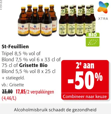 Promotie: St-Feuillien Tripel, Blond, Grisette Bio