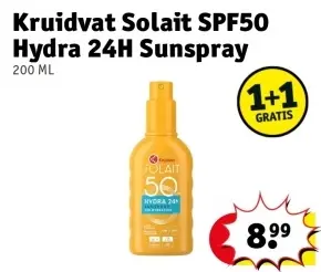 Aanbieding: Kruidvat Solait SPF50 Hydra 24H Sunspray