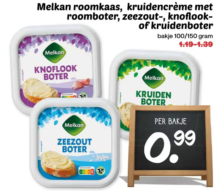 Aanbieding: Roomkaas, kruidencrème met roomboter, zeezout-, knoflook- of kruidenboter