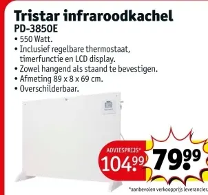 Promotie: Tristar infraroodkachel PD-3850E