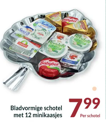 Promotie: Bladvormige schotel met 12 minikaasjes