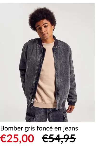Offre: Bomber gris foncé en jeans