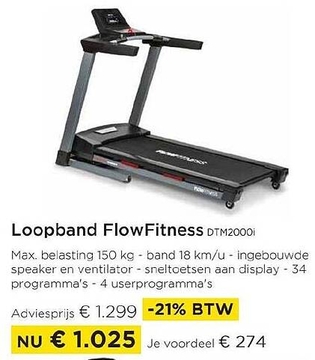 Aanbieding: Loopband Flow Fitness DTM20001