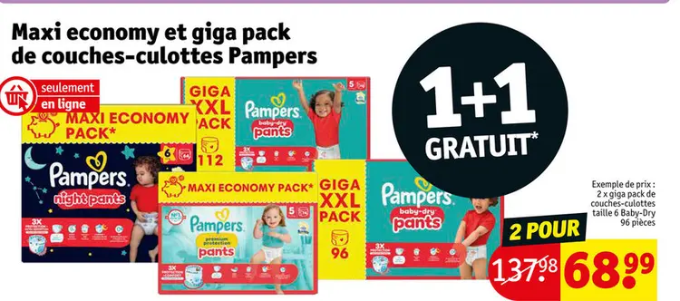 Offre: Maxi economy et giga pack de couches-culottes