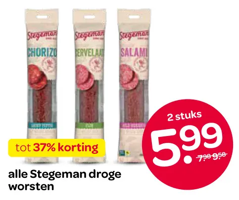 Aanbieding: Alle Stegeman droge worsten