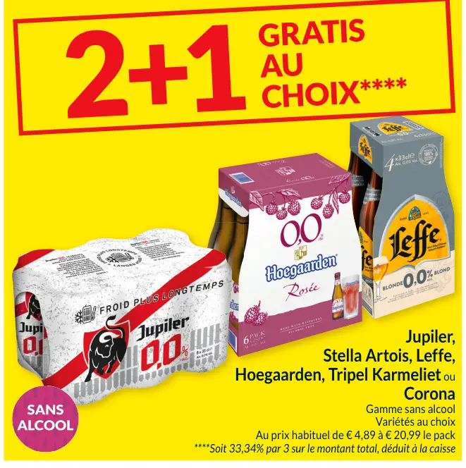 Offre: Jupiler, Stella Artois, Leffe, Hoegaarden