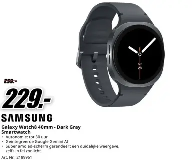 Promotie: Galaxy Watch8 40mm - Dark Gray Smartwatch