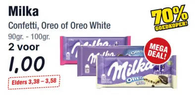 Aanbieding: Milka Confetti, Oreo of Oreo White