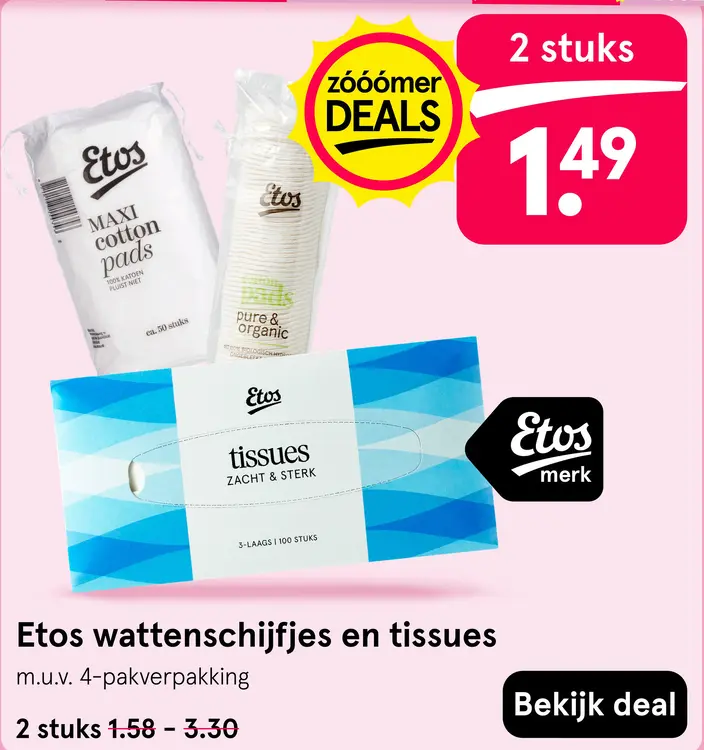 Aanbieding: wattenschijfjes en tissues