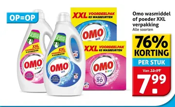 Aanbieding: Omo wasmiddel of poeder XXL verpakking