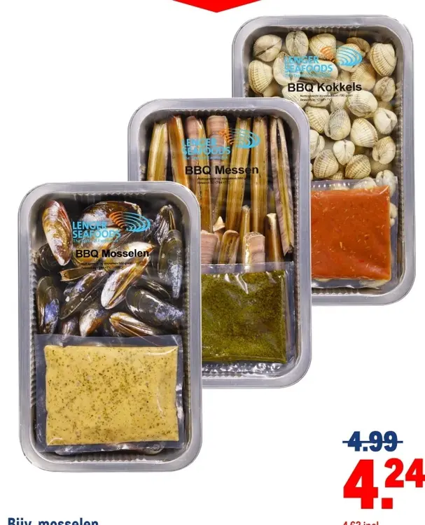 Aanbieding: BBQ Mosselen, BBQ Messen, BBQ Kokkels