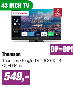 Aanbieding: Thomson Google TV 43QG6C14 QLED Plus