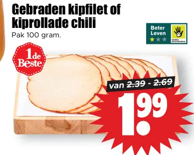 Aanbieding: Gebraden kipfilet of kiprollade chili