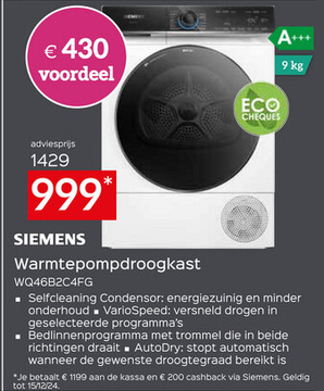 Aanbieding: Warmtepompdroogkast WQ46B2C4FG