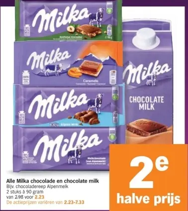 Aanbieding: Milka chocolade en chocolate milk