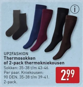 Aanbieding: Thermosokken of 2-pack thermokniekousen