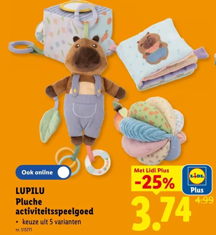 Promotie: Pluche activiteitsspeelgoed