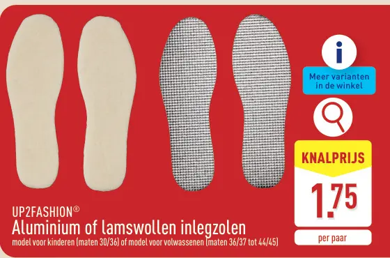 Promotie: Aluminium of lamswollen inlegzolen