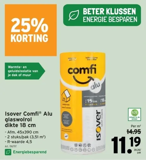 Promotie: Isover Comfi® Alu glaswolrol