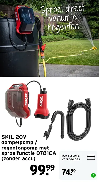 Aanbieding: 20V dompelpomp / regentonpomp met sproeifunctie