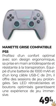 Aanbieding: Manette grise compatible ps5