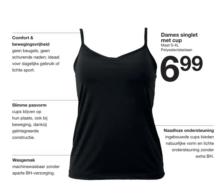 Promotie: Dames singlet met cup