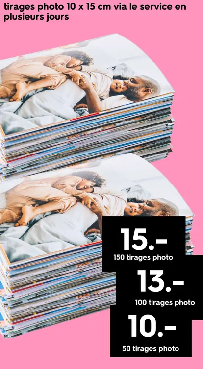 Offre: tirages photo 10 x 15 cm via le service en pl