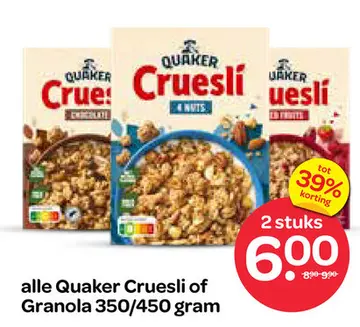 Aanbieding: Quaker Cruesli of Granola