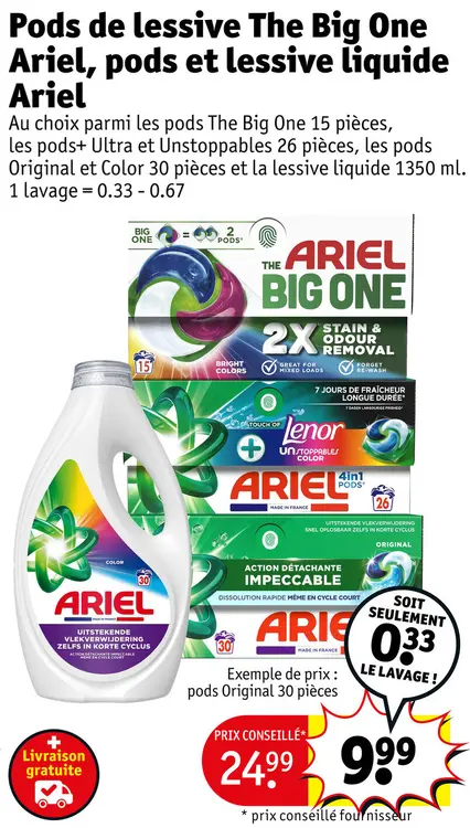Offre: Pods de lessive The Big One, pods et lessive liquide