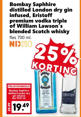Aanbieding: Diverse dranken, zoals: Eristoff premium vodka triple
