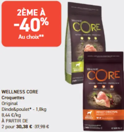 Offre: WELLNESS CORE Croquettes Original Dinde&poulet